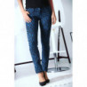 Pantalon Jeans bleu extensible avec poche et motif noir S1317D