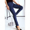 Pantalon Jeans bleu nuit extensible avec poche et motif noir S1317I