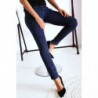 Pantalon Jeans bleu nuit extensible avec poche et motif noir S1317I