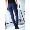 Pantalon Jeans bleu nuit extensible avec poche et motif noir S1317I