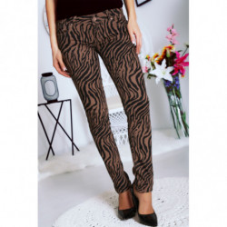 Pantalon Jeans Taupe avec ces motifs tendances Noir - S1317G