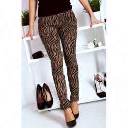 Pantalon Jeans Taupe avec ces motifs tendances Noir - S1317G