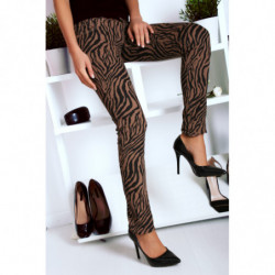 Pantalon Jeans Taupe avec ces motifs tendances Noir - S1317G