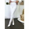 Pantalon jeans slim blanc avec poches arrières