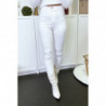 Pantalon jeans slim blanc avec poches arrières