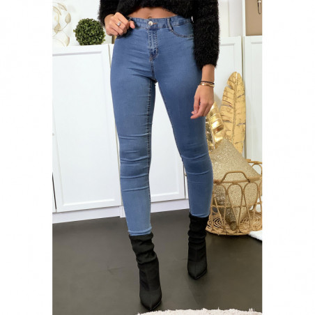 Jeans slim bleu avec poches arrière