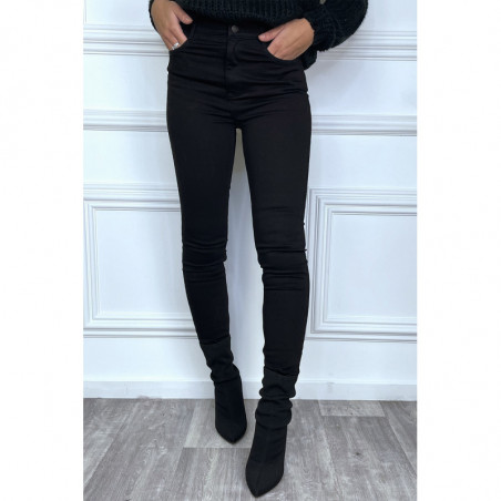 Jean slim noir taille haute avec poches