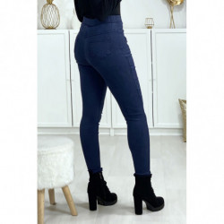 Jegging bleu en strech avec zip aux poches