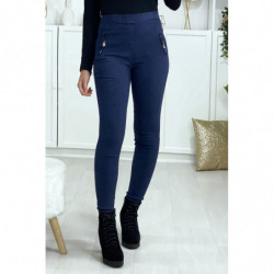 Jegging bleu en strech avec zip aux poches