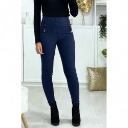 Jegging bleu en strech avec zip aux poches