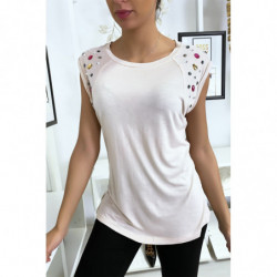 Tee shirt beige avec strass...