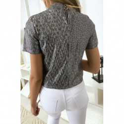 Top à paillettes gris argent