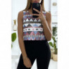 Top avec joli motif pailleté en rose