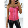 Bustier fuchsia avec fronce et fermeture à l'avant