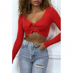 Crop top rouge à manches...