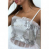 Petit top blanc en sequins et en tulle