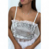 Petit top blanc en sequins et en tulle