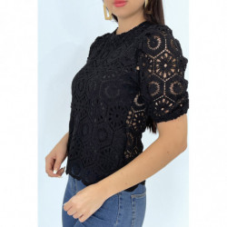 T-shirt manches courtes col rond avec broderies