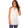 Top Blanc avec encolure en V avec lacets - CH1289