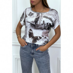 T-shirt gris avec dessin city à l'avant