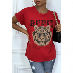 Tee-shirt rouge ample avec...