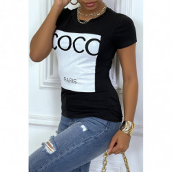 Tee-shirt noir avec impression coco