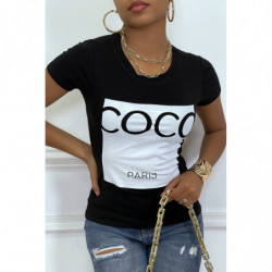 Tee-shirt noir avec impression coco