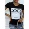 Tee-shirt noir avec impression coco