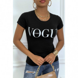 Tee-shirt noir avec ecriture VOGUE en blanc