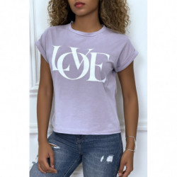 T-shirt lilas manches...