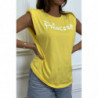 T-shirt Princess jaune avec épaulettes. Top femme fashion pour l'été