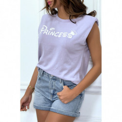 T-shirt Princess lilas avec épaulettes. Top femme fashion pour l'été