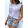 T-shirt Princess lilas avec épaulettes. Top femme fashion pour l'été