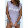 T-shirt Princess lilas avec épaulettes. Top femme fashion pour l'été