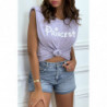 T-shirt Princess lilas avec épaulettes. Top femme fashion pour l'été