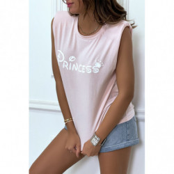 T-shirt Princess rose avec épaulettes. Top femme fashion pour l'été