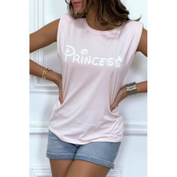 T-shirt Princess rose avec épaulettes. Top femme fashion pour l'été