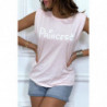 T-shirt Princess rose avec épaulettes. Top femme fashion pour l'été