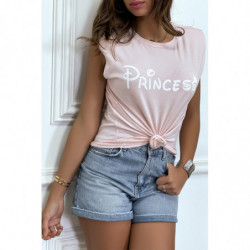 T-shirt Princess rose avec épaulettes. Top femme fashion pour l'été