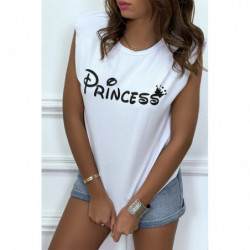 T-shirt Princess blanc avec épaulettes. Top femme fashion pour l'été