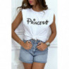 T-shirt Princess blanc avec épaulettes. Top femme fashion pour l'été