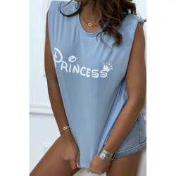 T-shirt Princess turquoise avec épaulettes. Top femme fashion pour l'été