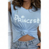 T-shirt Princess turquoise avec épaulettes. Top femme fashion pour l'été