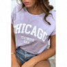 T-shirt Chicago en lilas légèrement ample avec manches revers