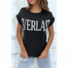 T-shirt noir manches retroussées avec écriture "Everlast".