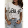 T-shirt blanc manches retroussées avec écriture "Everlast".