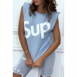 T-shirt bleu oversize sans...