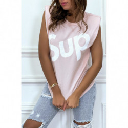 T-shirt rose oversize sans...