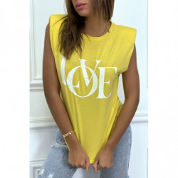 T-shirt sans manches jaune...