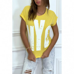 T-shirt jaune à manches...